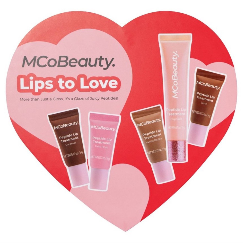 NEW lip gloss gift set MCoBeauty Lips to Love Heart
Shape Box - 5pc